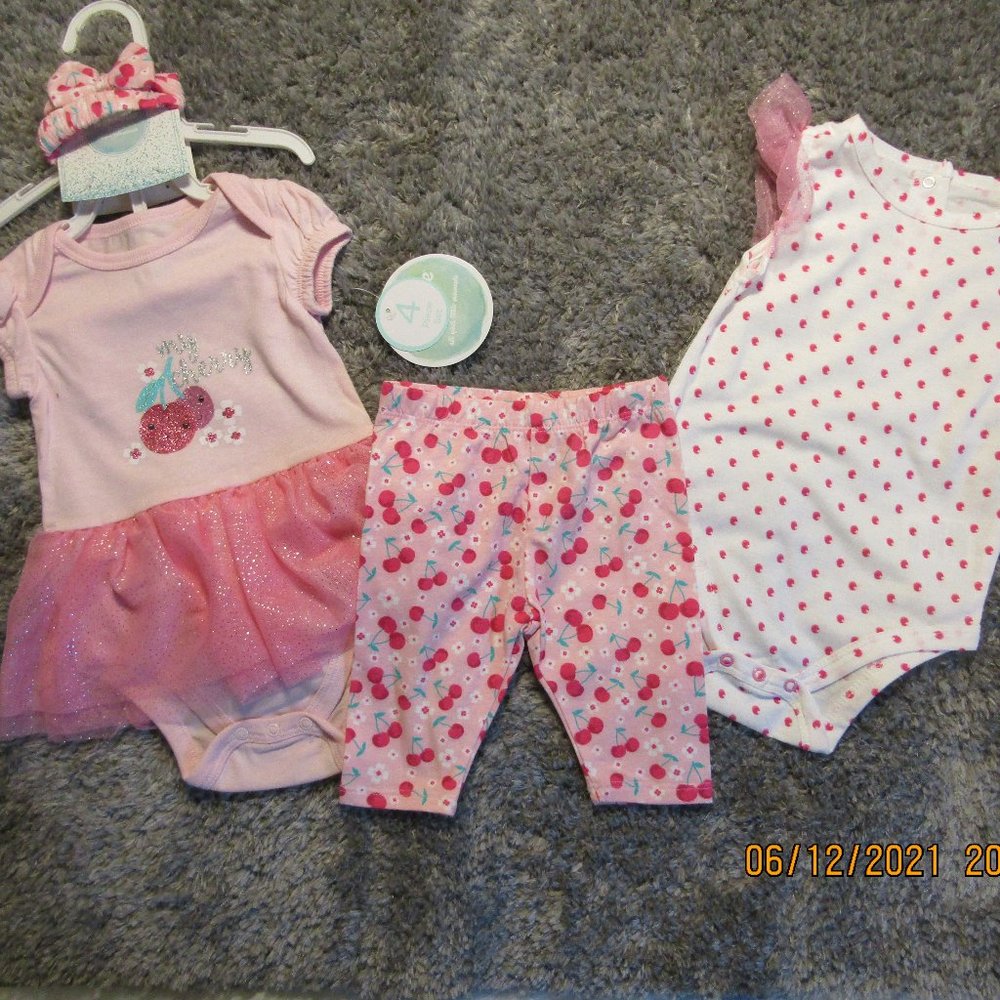Nannette baby girls 4 piece summer outfit 6-9 mon